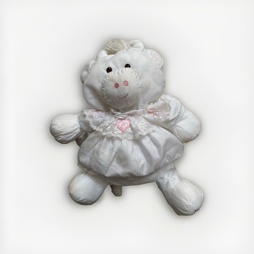 Fisher Price 1986 Vintage Puffalump White Cow 16" Nylon Plush Toy